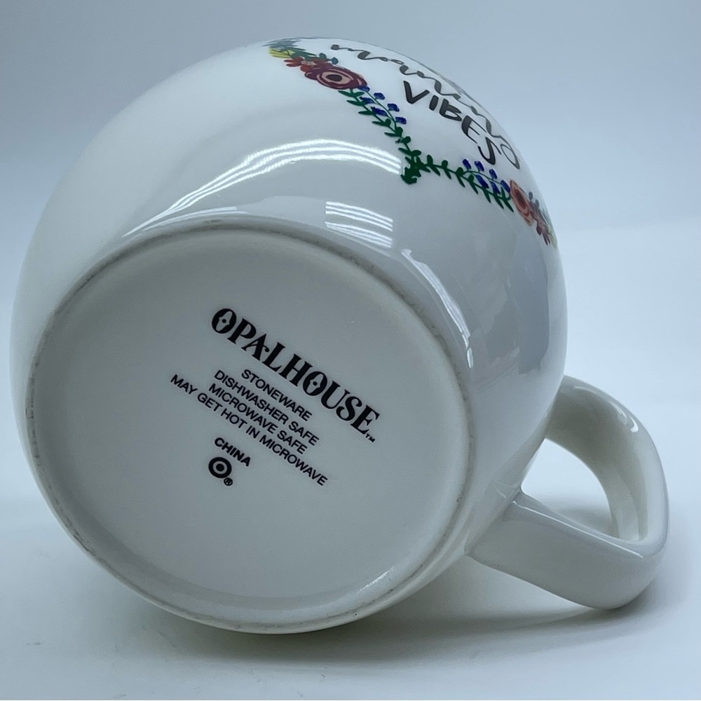 Opal House “Morning Vibes” Stoneware Mug Heart Floral Wreath Flowers Boho Gift - Picture 6 of 8
